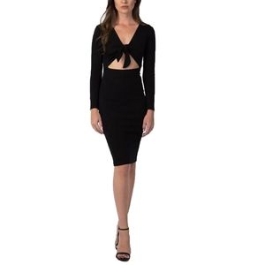 ⬇️🎉👗Donna Mizani Cut Out Tie Front Midi Dress